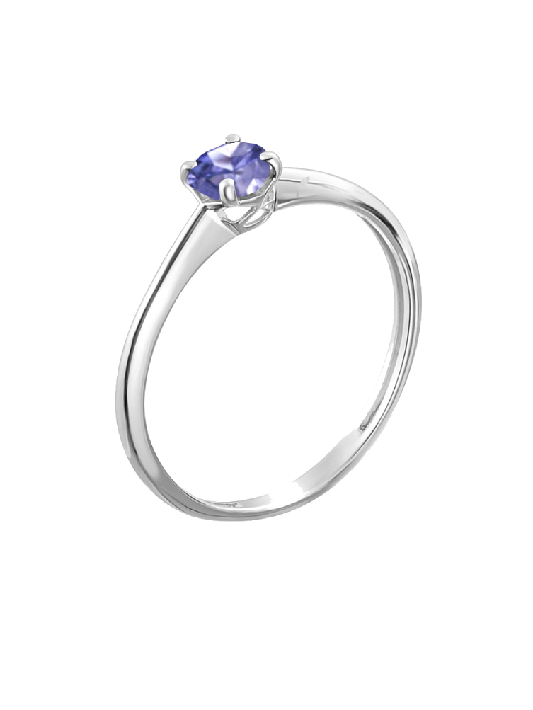Кольцо из белого золота с камнем Танзанит фото, цены
