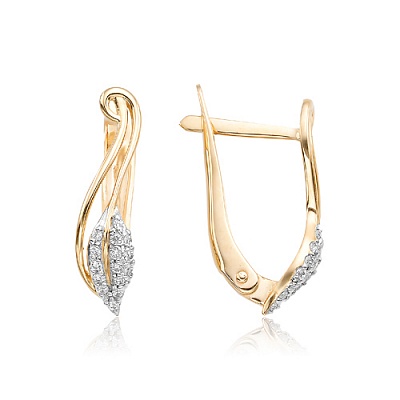 Серьги из золота с камнем Фианит фото, цены