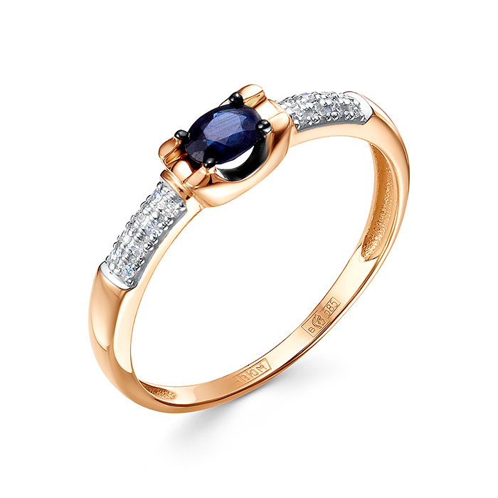 Кольцо из золота с камнем Бриллиант, Сапфир фото, цены