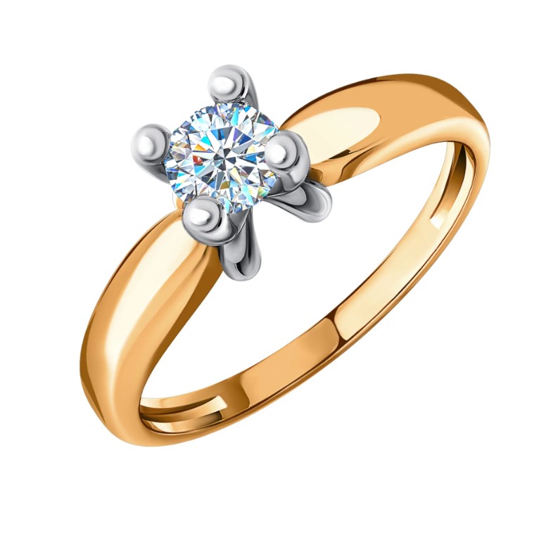 Кольцо из золота с камнем Фианит фото, цены