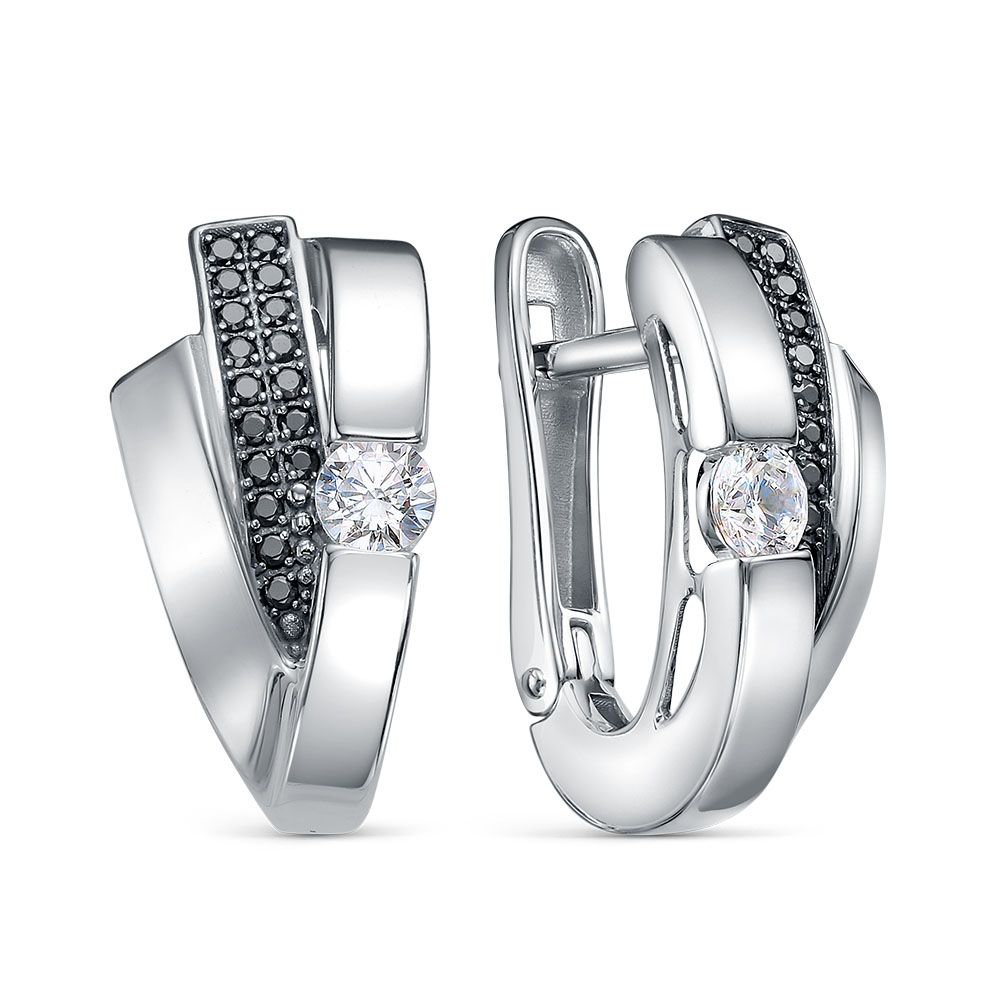 Серьги из серебра с камнем Фианит фото, цены