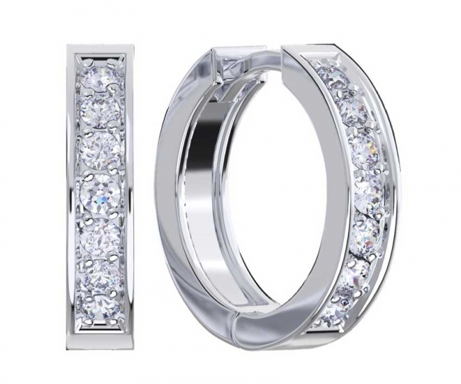 Серьги из серебра с камнем Фианит фото, цены