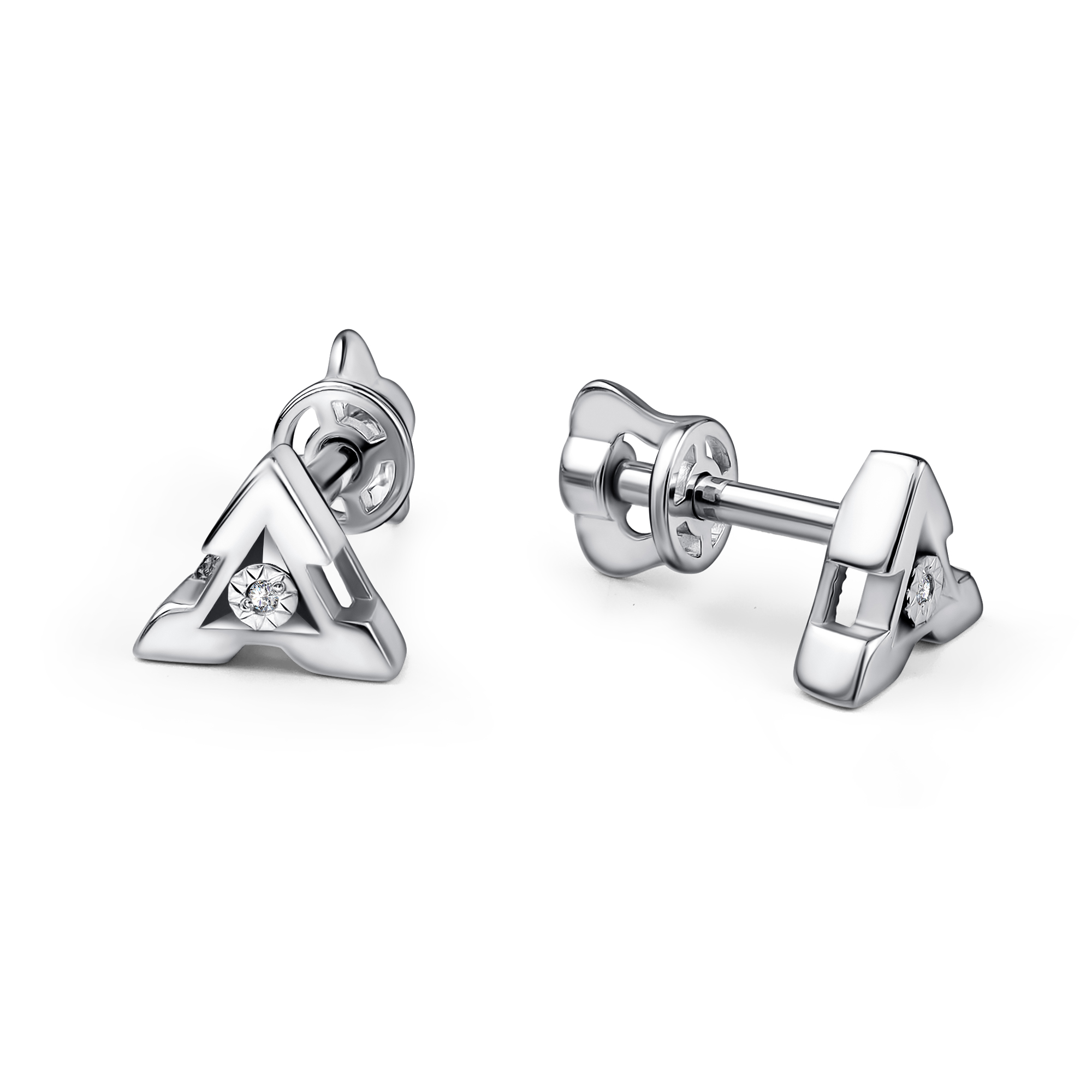 Пуссеты из серебра с камнем Бриллиант фото, цены