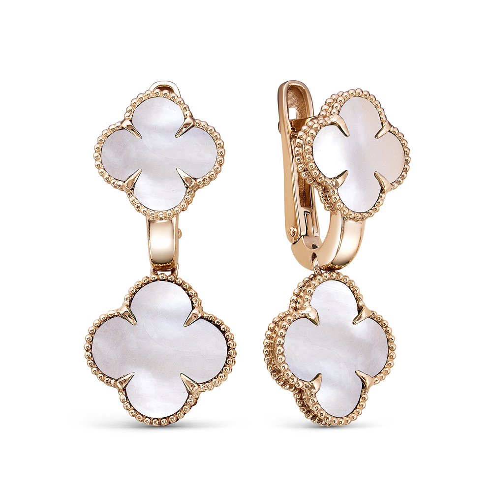 Серьги из золота с камнем Перламутр фото, цены