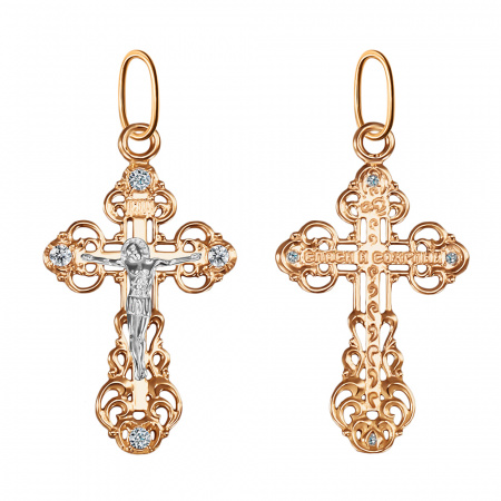 Крест из золота с камнем Фианит фото, цены