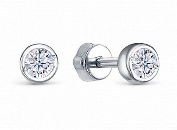 Пуссеты из серебра с камнем Фианит фото, цены