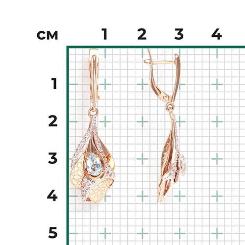 Серьги из золота с камнем Топаз фото, цены