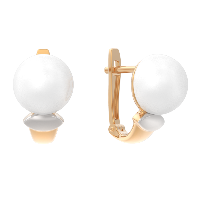 Серьги из золота с камнем Жемчуг фото, цены