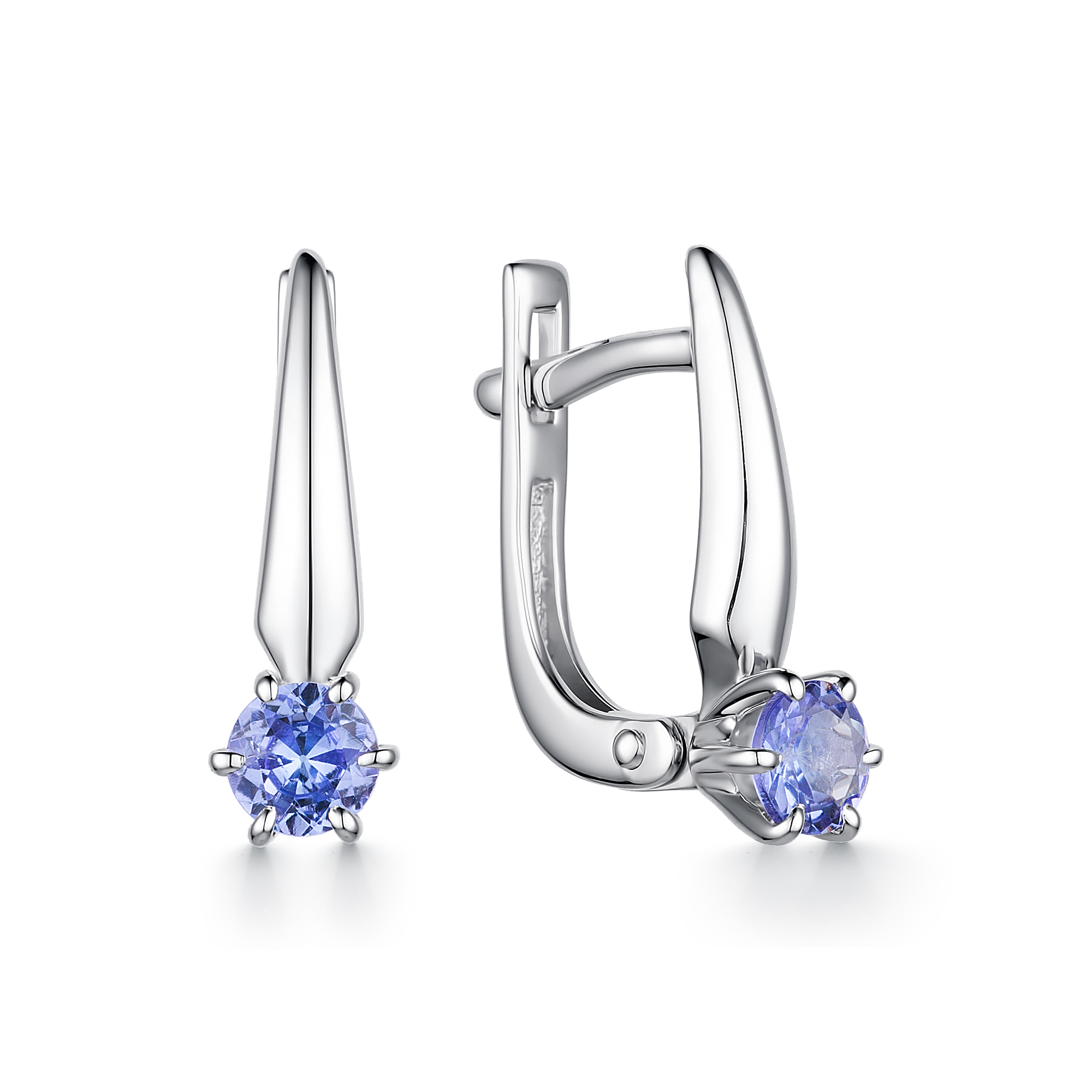 Серьги из золота с камнем Танзанит фото, цены