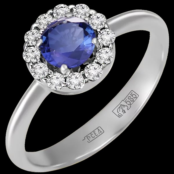 Кольцо из золота с камнем Бриллиант, Сапфир фото, цены