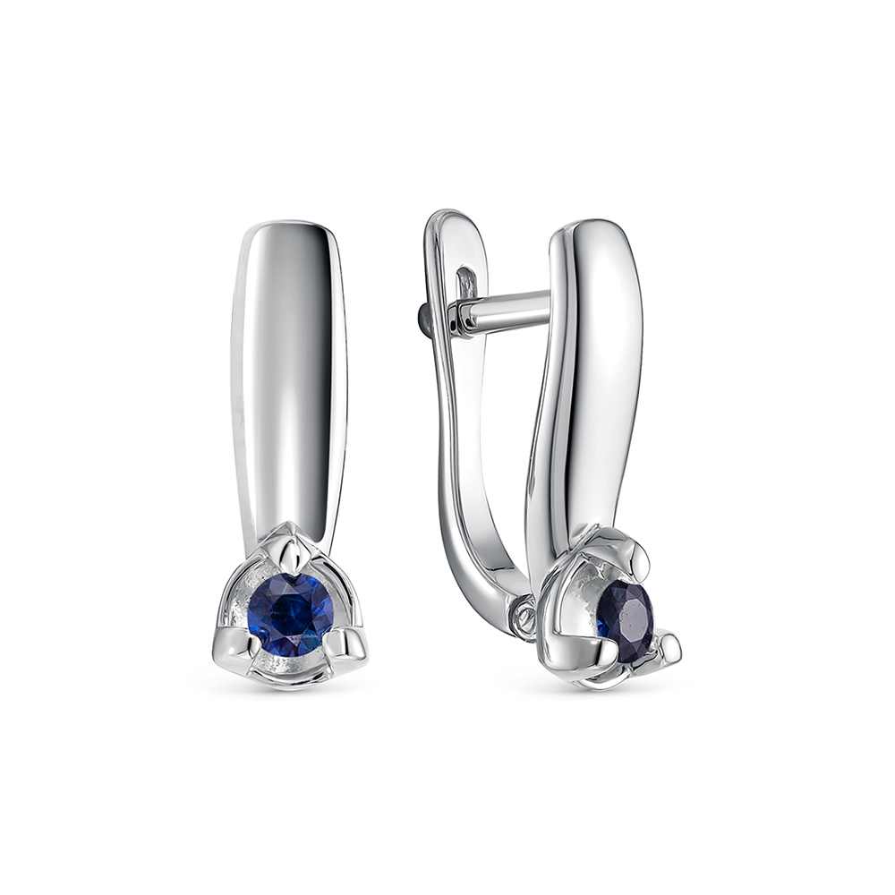 Серьги из золота с камнем Сапфир фото, цены