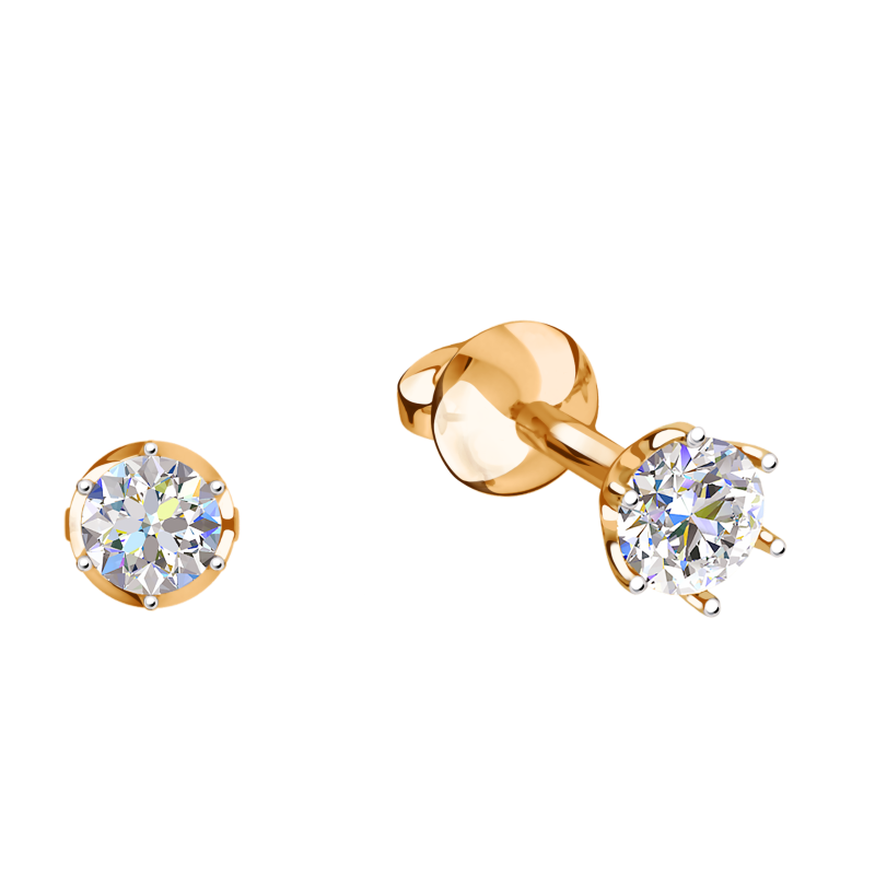 Пуссеты из золота с камнем Фианит фото, цены