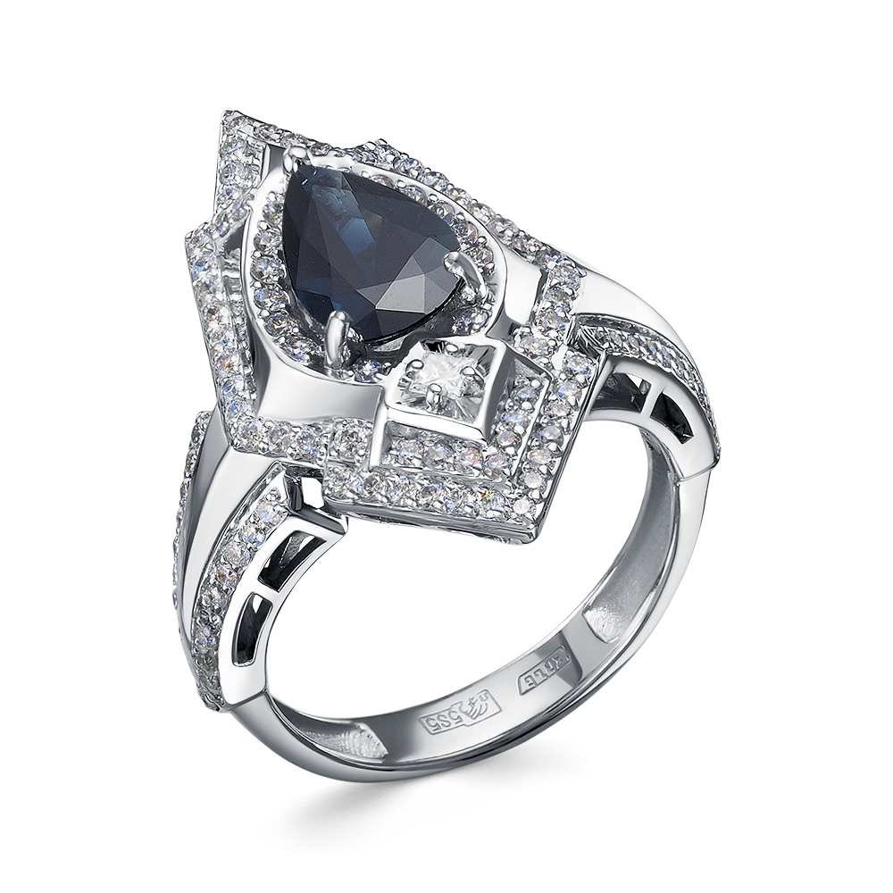 Кольцо из золота с камнем Бриллиант, Сапфир фото, цены