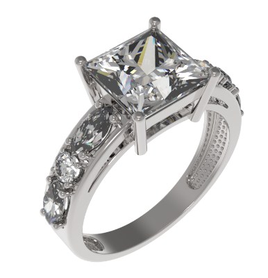 Кольцо из серебра с камнем Фианит фото, цены