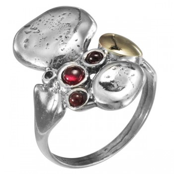 Кольцо из серебра с камнем Гранат фото, цены