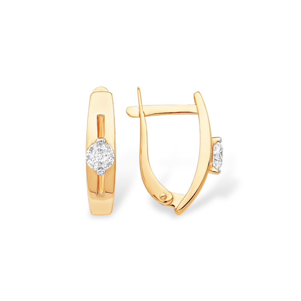 Серьги из золота с камнем Фианит фото, цены