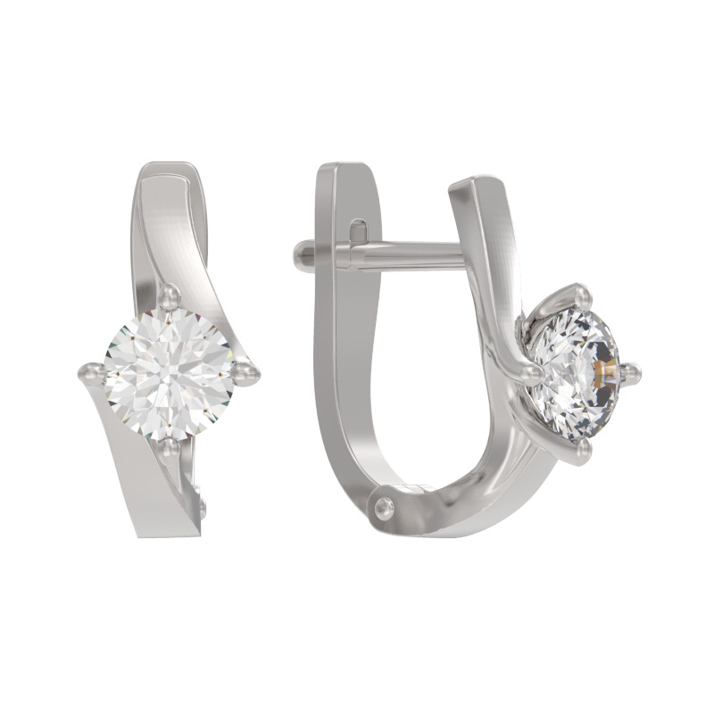 Серьги из серебра с камнем Фианит фото, цены