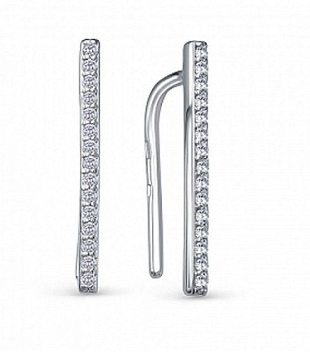 Серьги из серебра с камнем Фианит фото, цены