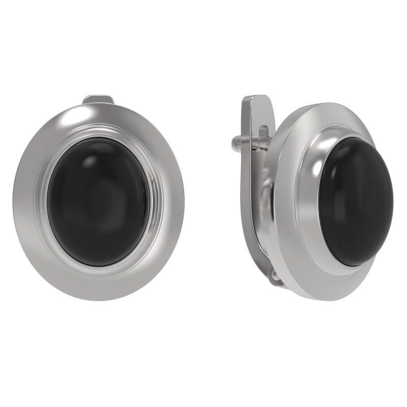 Серьги из серебра с камнем Агат фото, цены