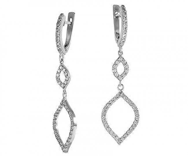 Серьги из серебра с камнем Фианит фото, цены