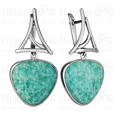 Серьги из серебра с камнем Бирюза фото, цены