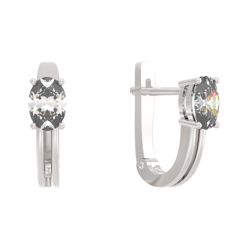 Серьги из серебра с камнем Фианит фото, цены