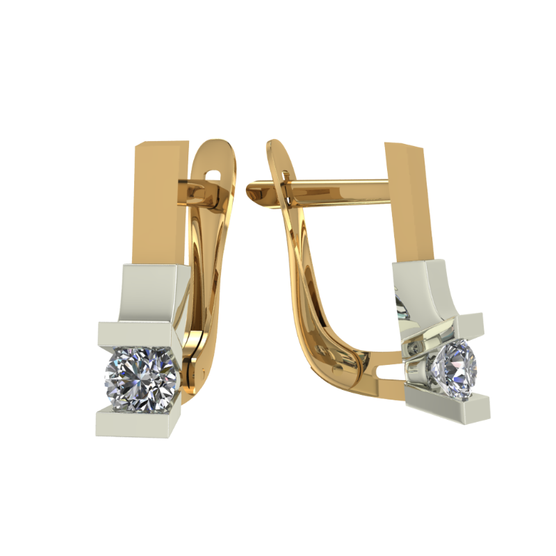 Серьги из золота с камнем Фианит фото, цены