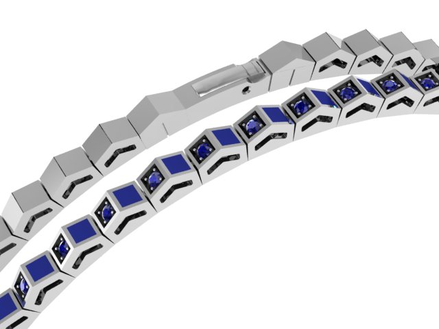 Браслет из серебра с камнем вставками эмали, Сапфир фото, цены