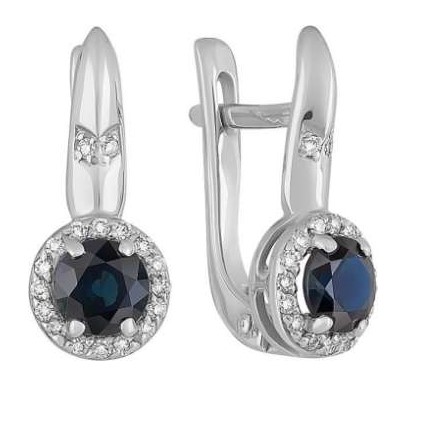 Серьги из золота с камнем Бриллиант, Сапфир фото, цены