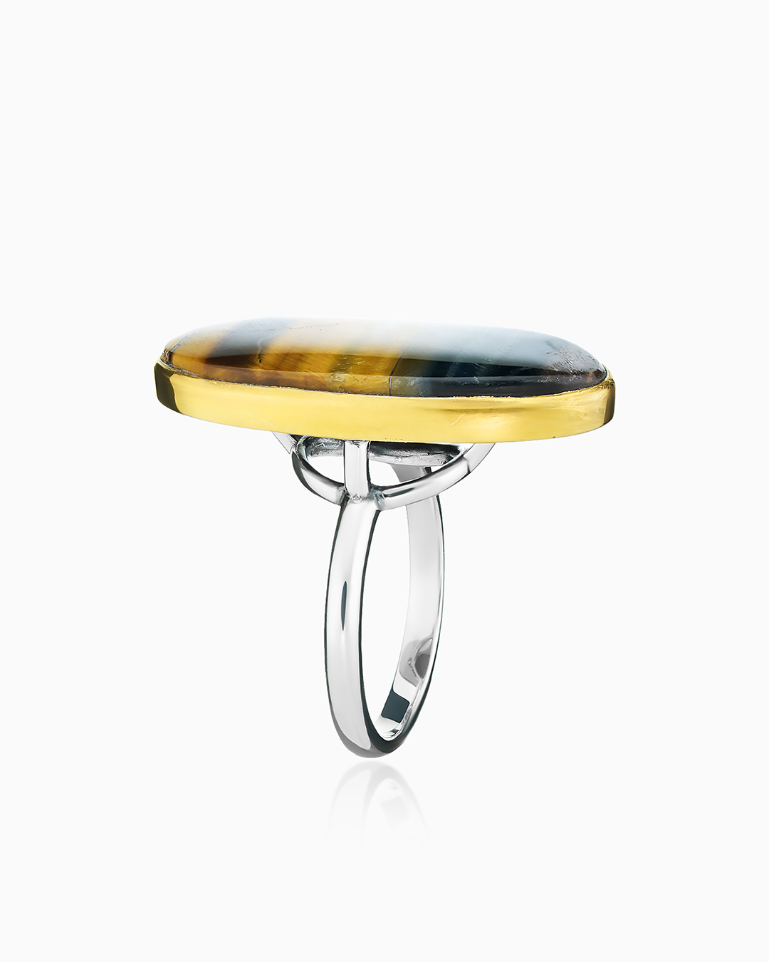 Кольцо из серебра с камнем Тигровый глаз фото, цены