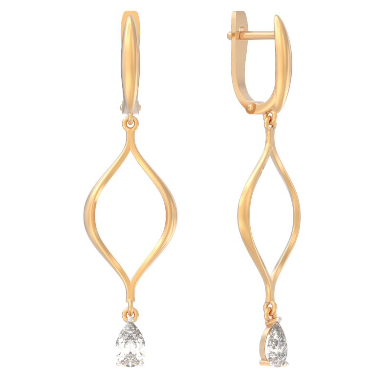 Серьги из золота с камнем Фианит фото, цены