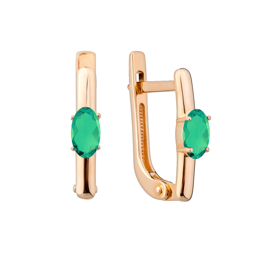 Серьги из золота с камнем Изумруд фото, цены