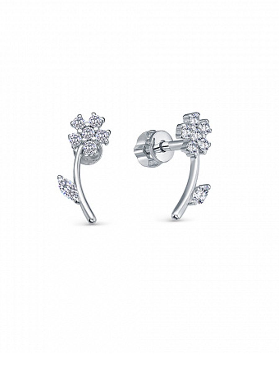 Пуссеты из серебра с камнем Фианит фото, цены