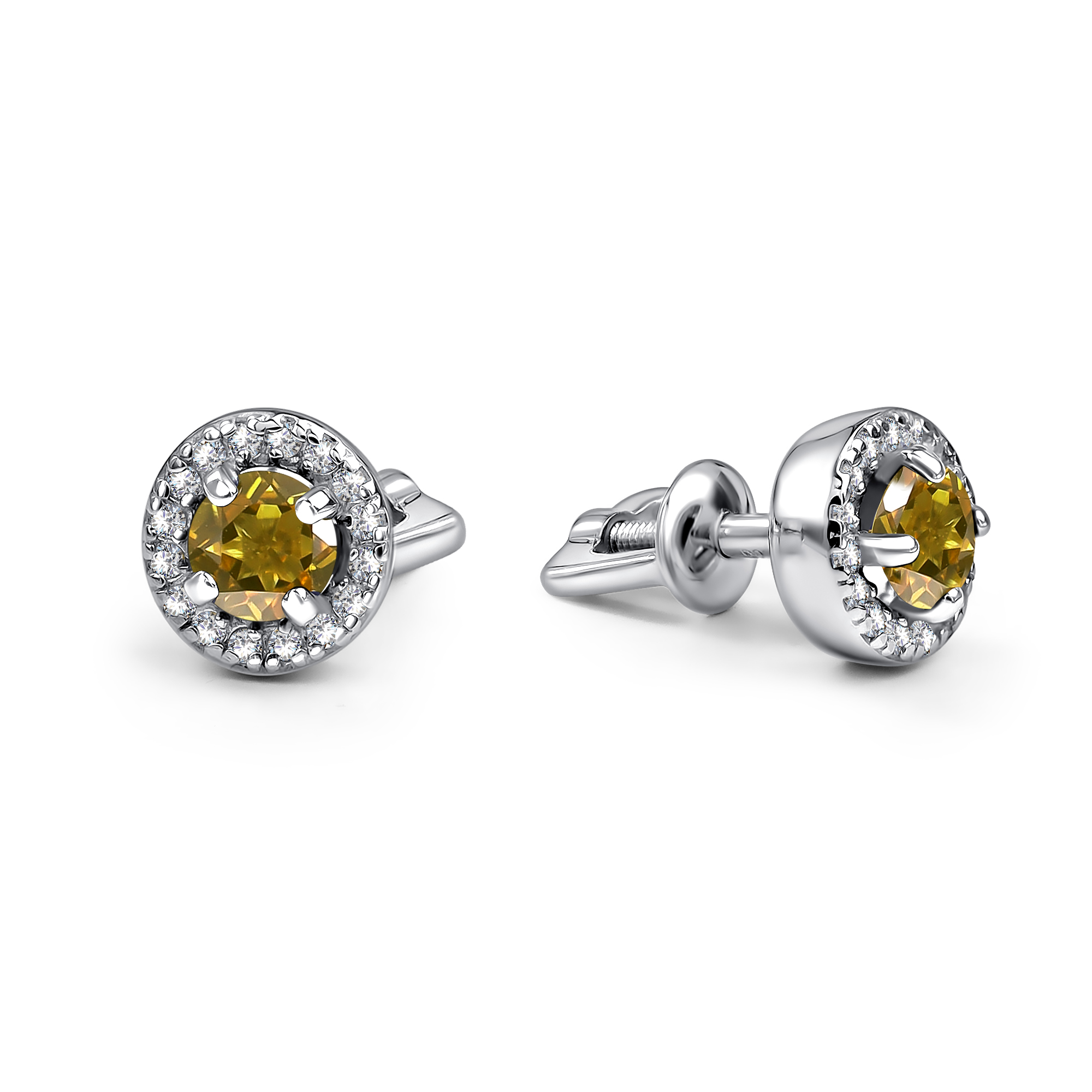 Пуссеты из серебра с камнем Фианит, Султанит и.в. фото, цены