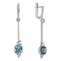 Серьги из серебра с камнем Фианит, Горный хрусталь фото, цены