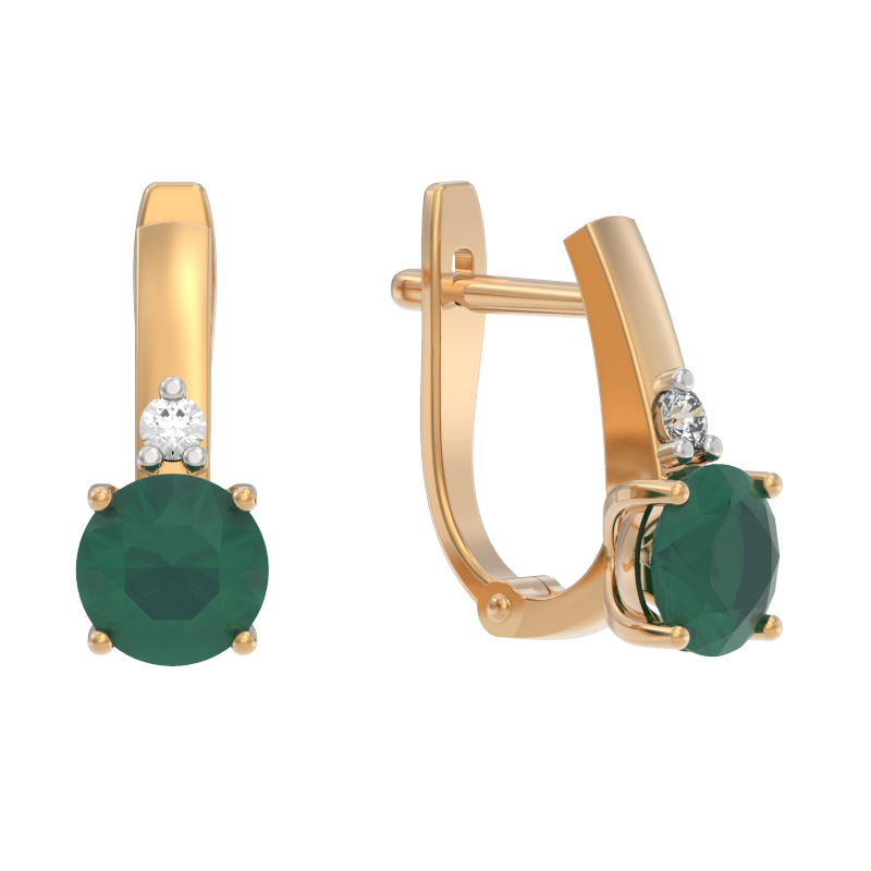 Серьги из золота с камнем Фианит, Агат фото, цены