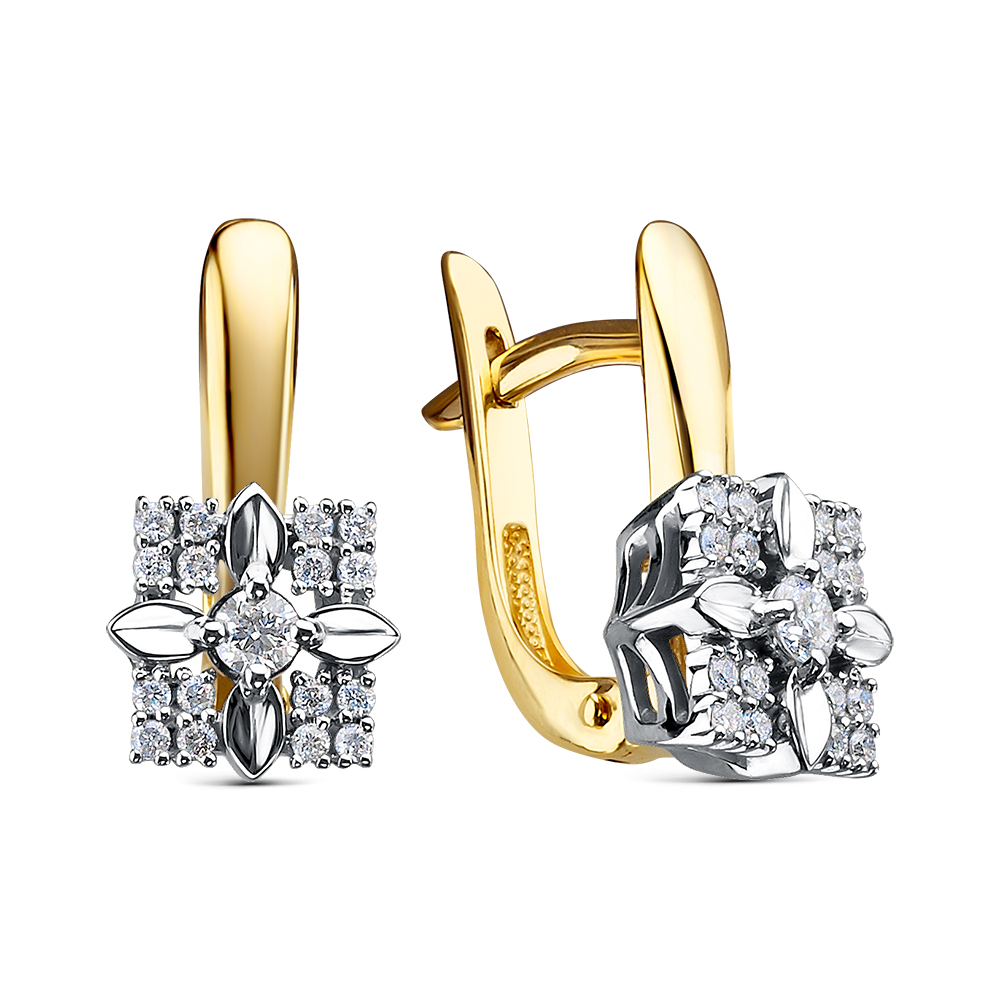 Серьги из золота с камнем Бриллиант фото, цены