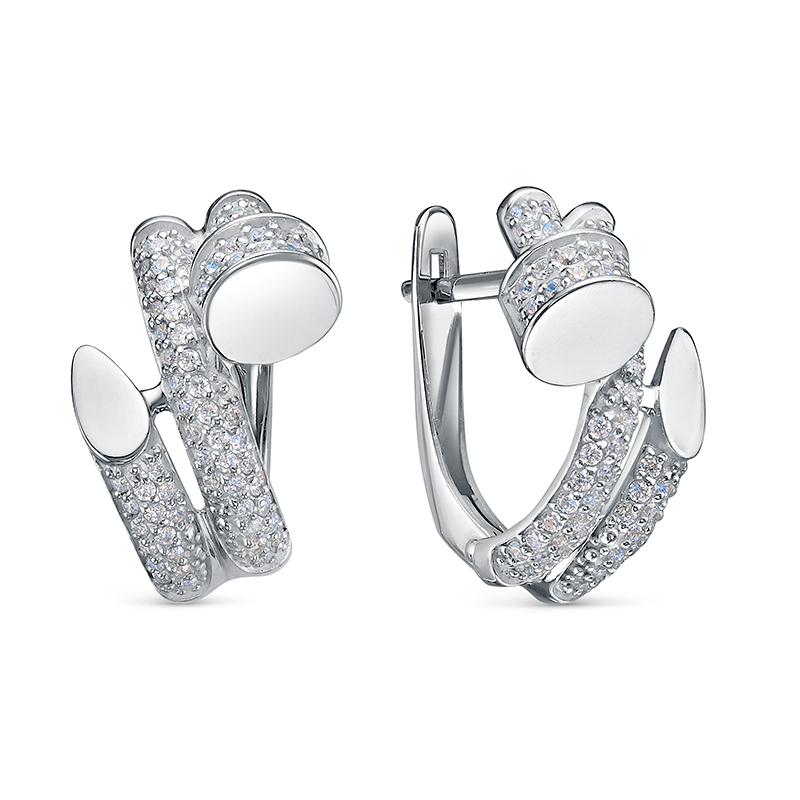 Серьги из серебра с камнем Фианит фото, цены