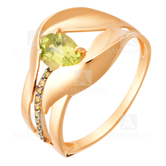 Кольцо из золота с камнем Лондон топаз, Фианит фото, цены