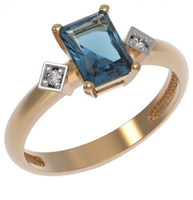 Кольцо из золота с камнем Топаз, Фианит фото, цены