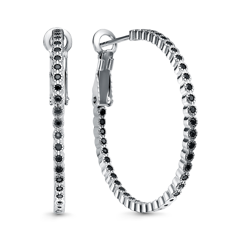 Серьги из серебра с камнем Шпинель фото, цены