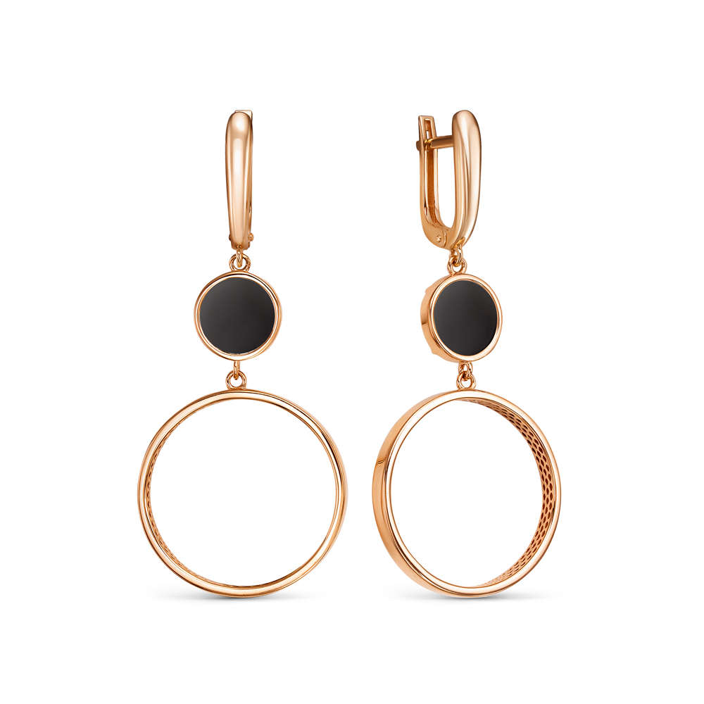 Серьги из золота с камнем Оникс фото, цены