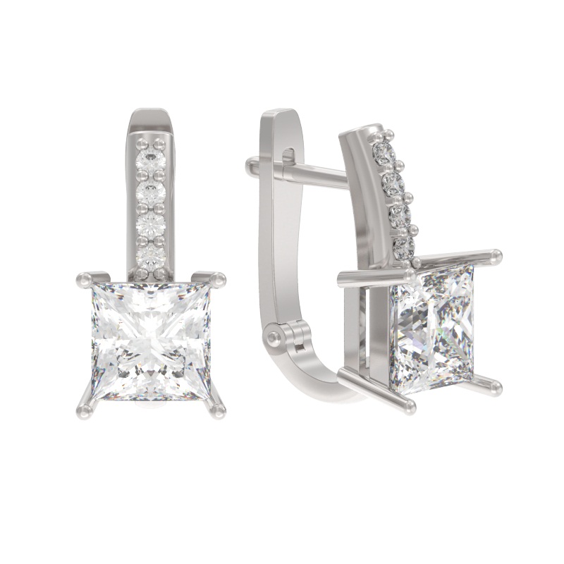 Серьги из серебра с камнем Фианит фото, цены