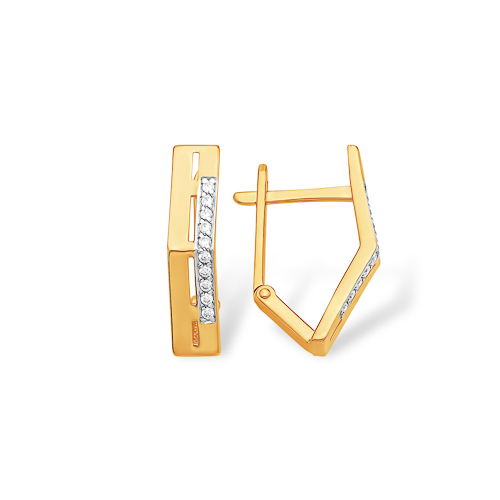 Серьги из золота с камнем Фианит фото, цены