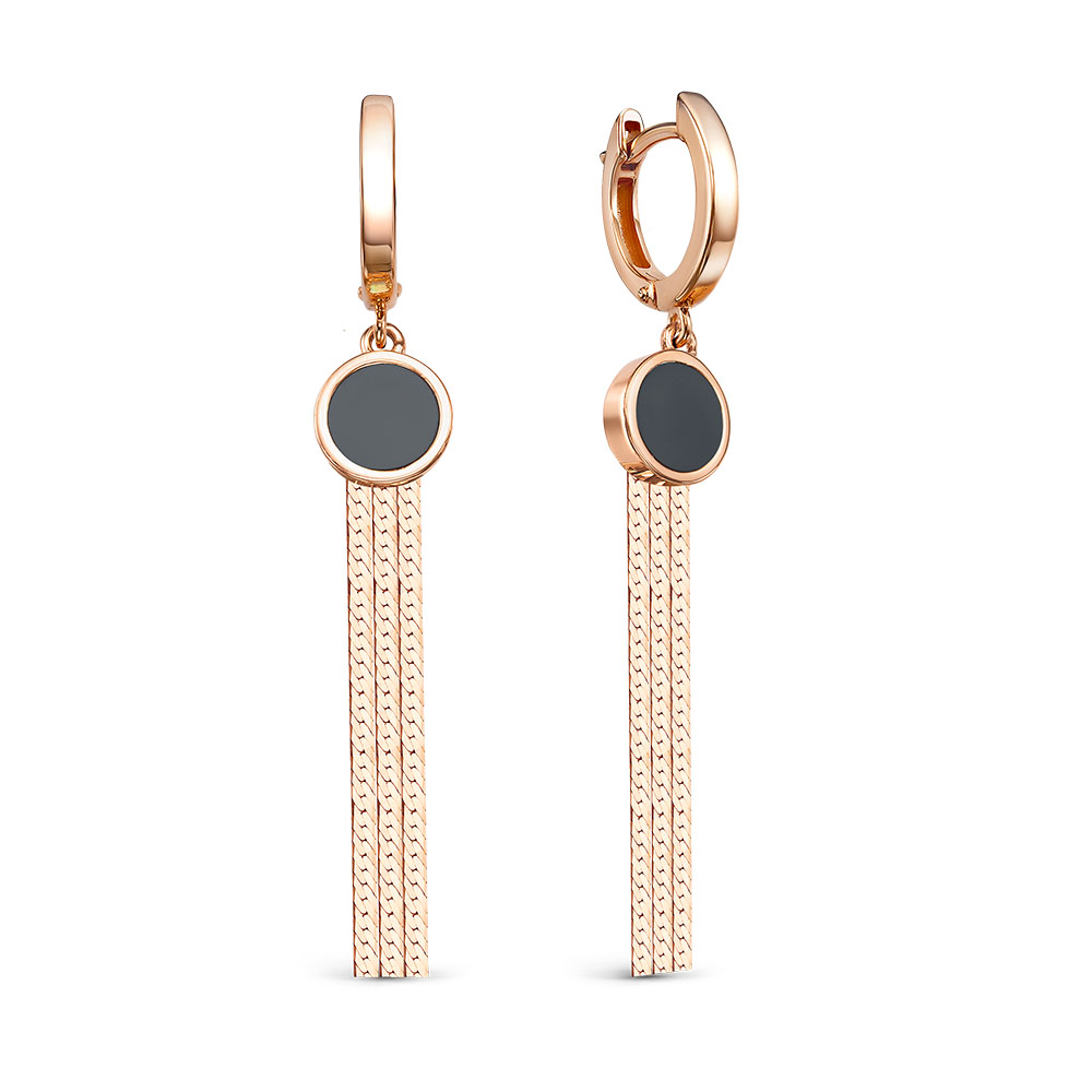 Серьги из золота с камнем Оникс фото, цены