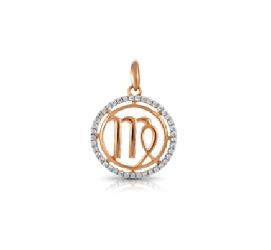 Знак из золота с камнем Куб цирконий фото, цены