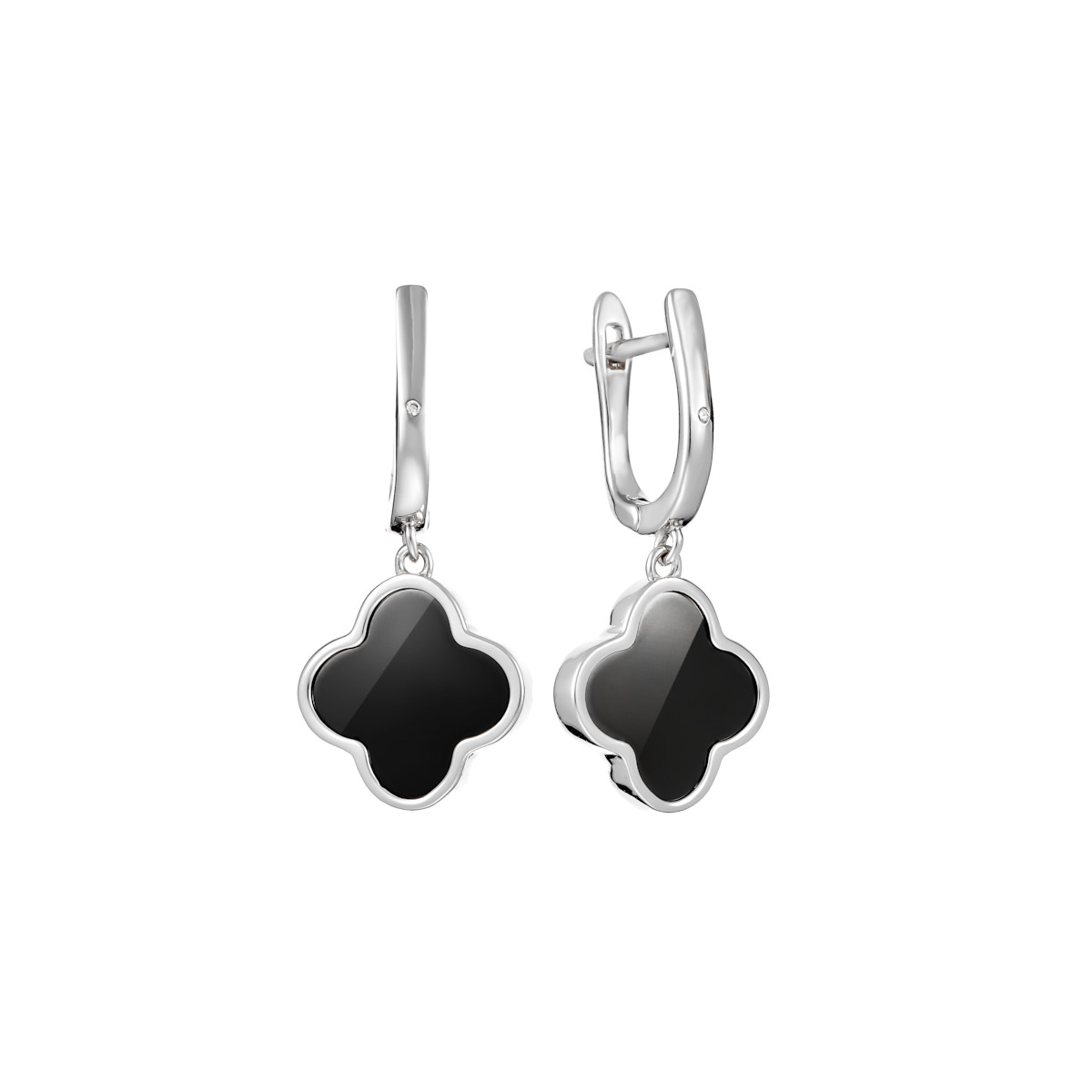 Серьги из серебра с камнем Фианит, вставками керамики фото, цены