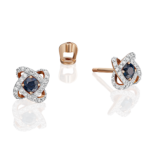 Пуссеты из золота с камнем Бриллиант, Сапфир фото, цены