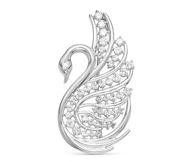 Брошь из серебра с камнем Фианит фото, цены