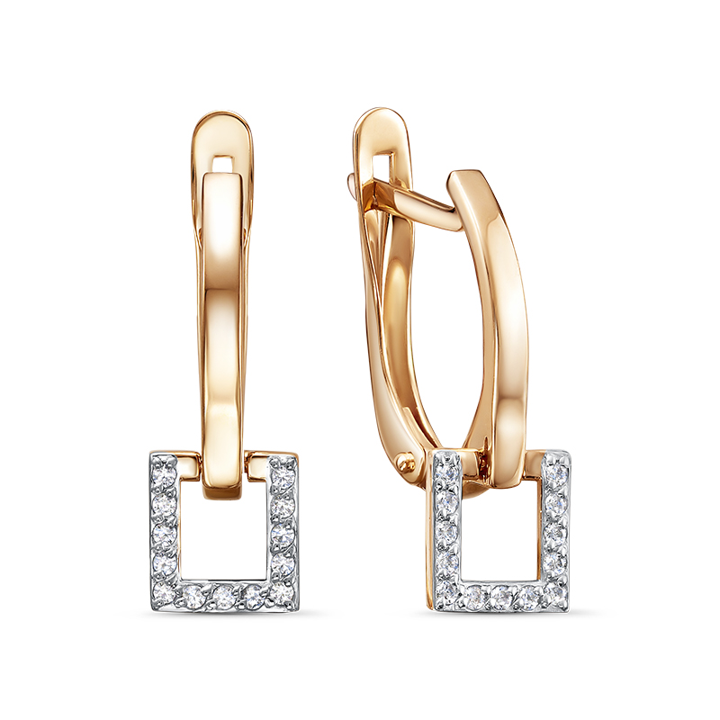 Серьги из золота с камнем Фианит фото, цены